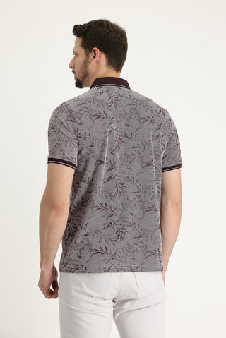  Mürdüm Polo Yaka Regular Fit Desenli Tişört