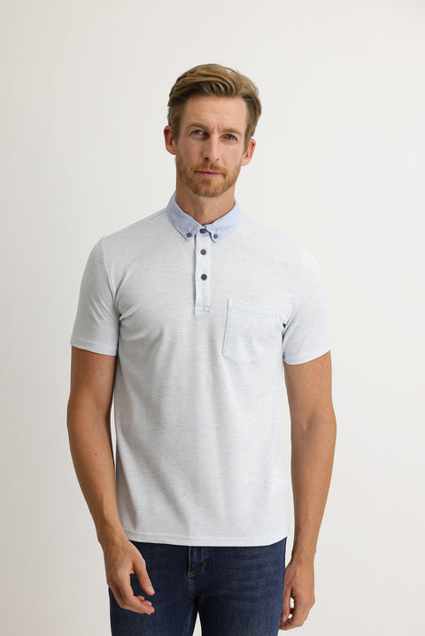 Uçuk Mavi Polo Yaka Regular Fit Tişört