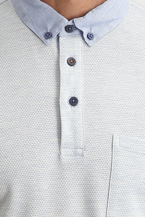 Uçuk Mavi Polo Yaka Regular Fit Tişört