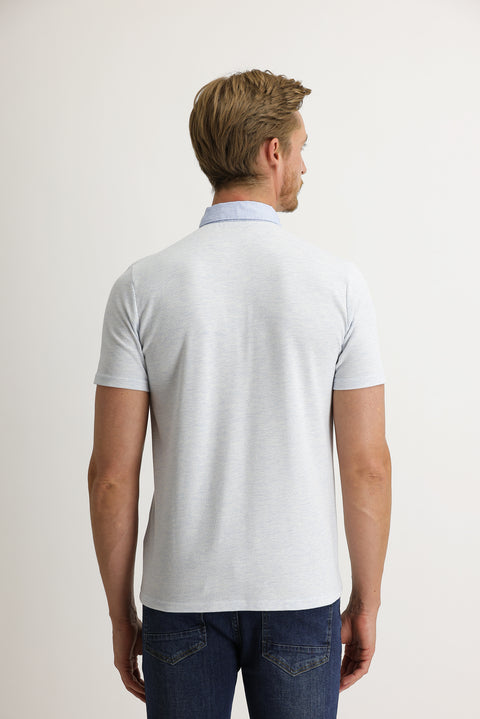 Uçuk Mavi Polo Yaka Regular Fit Tişört