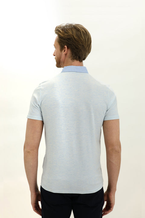 Uçuk Mavi Polo Yaka Regular Fit Tişört