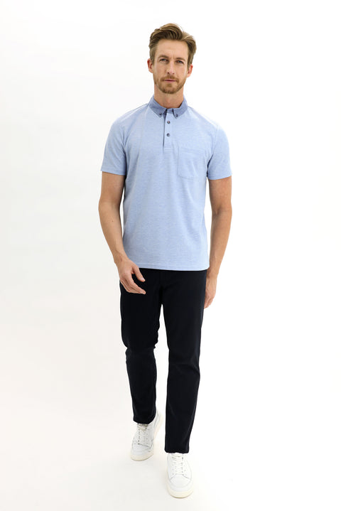 Blue Polo Collar Regular Fit T-shirt
