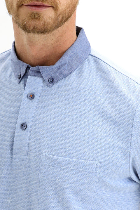 Blue Polo Collar Regular Fit T-shirt