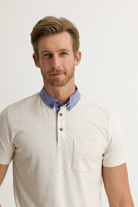 Açık Bej Polo Yaka Regular Fit Tişört