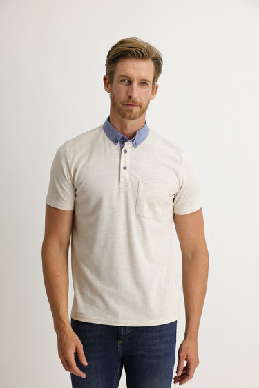 Açık Bej Polo Yaka Regular Fit Tişört