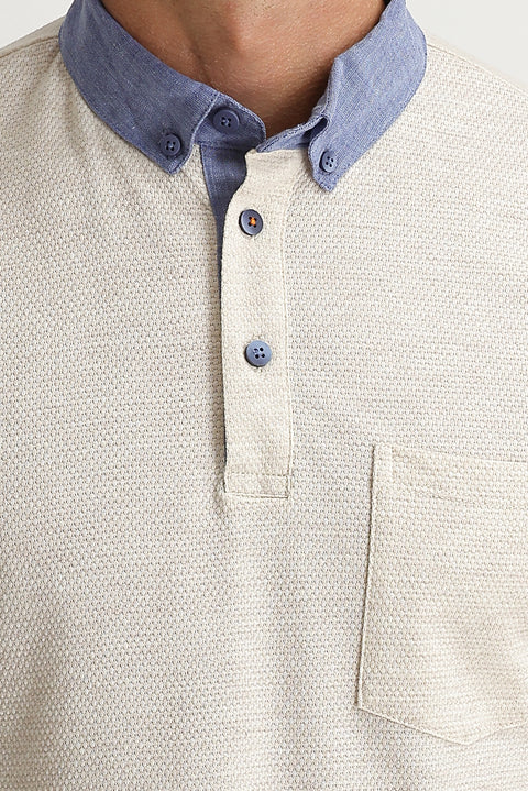 Açık Bej Polo Yaka Regular Fit Tişört