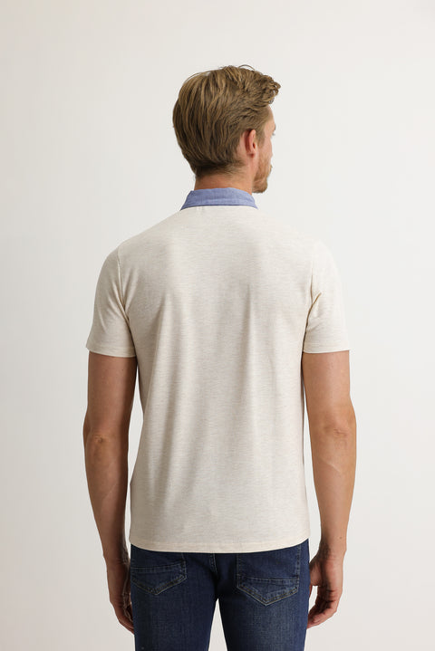 Açık Bej Polo Yaka Regular Fit Tişört