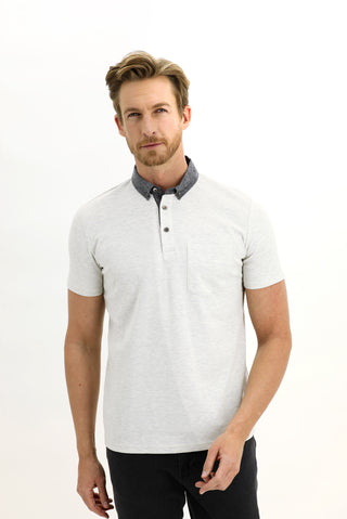  Açık Antrasit Polo Yaka Regular Fit Tişört