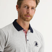 Açık Gri Melanj Polo Yaka Slim Fit Dar Kesim Desenli Tişört