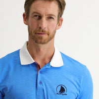 Açık Mavi Polo Yaka Slim Fit Dar Kesim Desenli Tişört