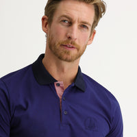 Gök Mavisi Polo Yaka Slim Fit Dar Kesim Desenli Tişört