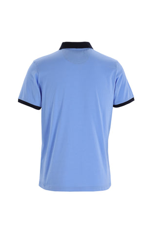  Mavi Polo Yaka Slim Fit Dar Kesim Desenli Tişört