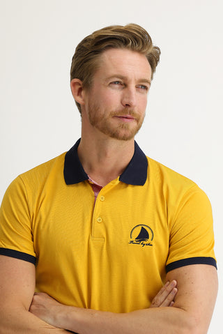  Safran Polo Yaka Slim Fit Dar Kesim Desenli Tişört