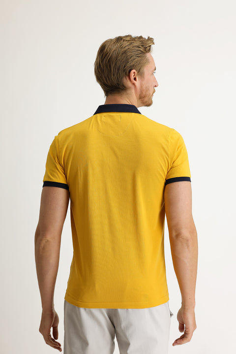 Safran Polo Yaka Slim Fit Dar Kesim Desenli Tişört