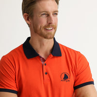 Orta Turuncu Polo Yaka Slim Fit Dar Kesim Desenli Tişört