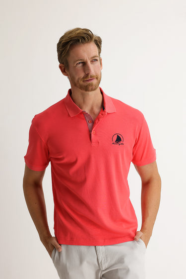 Nar Çiçeği Polo Yaka Slim Fit Dar Kesim Desenli Tişört