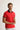 Koyu Nar Çiçeği Polo Yaka Slim Fit Dar Kesim Desenli Tişört