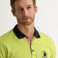 Çağla Yeşili Polo Yaka Slim Fit Dar Kesim Desenli Tişört