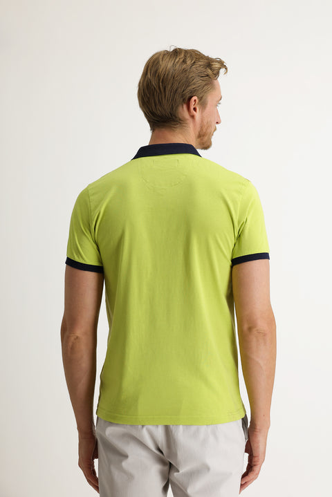 Light Green Polo Collar Slim Fit Patterned T-shirt