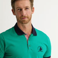 Orman Yeşili Polo Yaka Slim Fit Dar Kesim Desenli Tişört