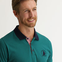 Zümrüt Yeşili Polo Yaka Slim Fit Dar Kesim Desenli Tişört