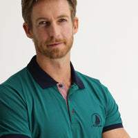 Koyu Yeşil Polo Yaka Slim Fit Dar Kesim Desenli Tişört