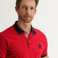 Koyu Kırmızı Polo Yaka Slim Fit Dar Kesim Desenli Tişört