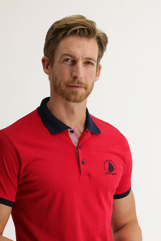  Koyu Kırmızı Polo Yaka Slim Fit Dar Kesim Desenli Tişört