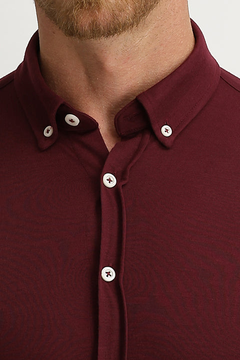 Şarap Bordo Polo Yaka Slim Fit Dar Kesim Gömlek Tişört