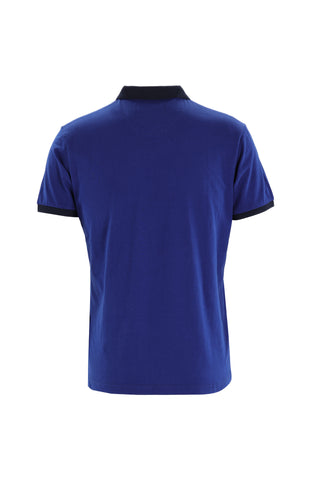  Su Mavisi Polo Yaka Slim Fit Dar Kesim Desenli Pamuk Tişört