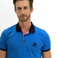 Koyu Mavi  Polo Yaka Slim Fit Dar Kesim Desenli Pamuk Tişört