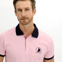 Pembe Polo Yaka Slim Fit Dar Kesim Desenli Pamuk Tişört