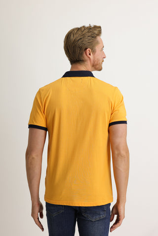  Orta Turuncu Polo Yaka Slim Fit Dar Kesim Desenli Pamuk Tişört