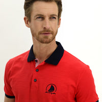 Nar Çiçeği Polo Yaka Slim Fit Dar Kesim Desenli Pamuk Tişört