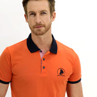 Kiremit Polo Yaka Slim Fit Dar Kesim Desenli Pamuk Tişört