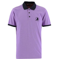 Lila Polo Yaka Slim Fit Dar Kesim Desenli Pamuk Tişört