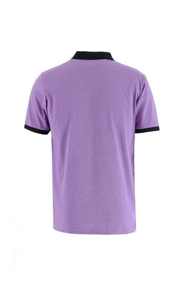 Lila Polo Yaka Slim Fit Dar Kesim Desenli Pamuk Tişört