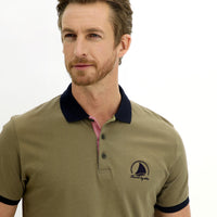 Çağla Yeşili Polo Yaka Slim Fit Dar Kesim Desenli Pamuk Tişört