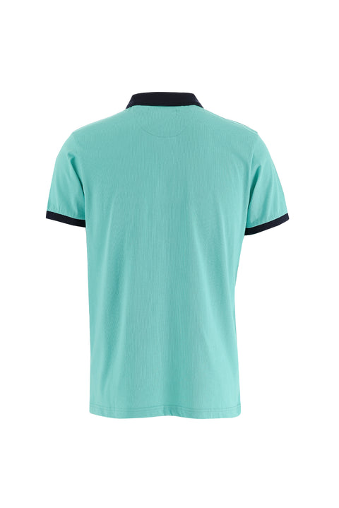 Mint Yeşili Polo Yaka Slim Fit Dar Kesim Desenli Pamuk Tişört
