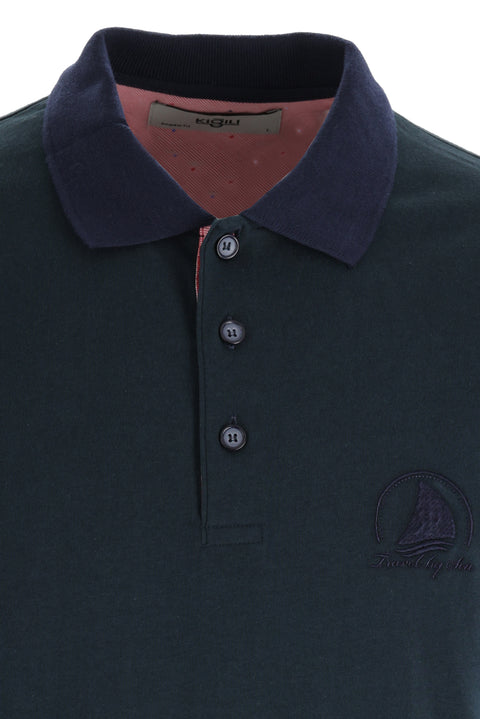 Nefti Polo Yaka Slim Fit Dar Kesim Desenli Pamuk Tişört