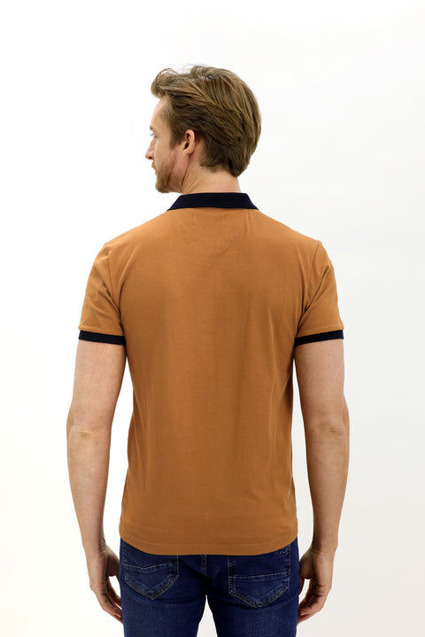 Orta Vizon Polo Yaka Slim Fit Dar Kesim Desenli Pamuk Tişört