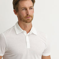 Kırık Beyaz Polo Yaka Slim Fit Dar Kesim Pamuk Tişört