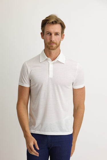  Kırık Beyaz Polo Yaka Slim Fit Dar Kesim Pamuk Tişört