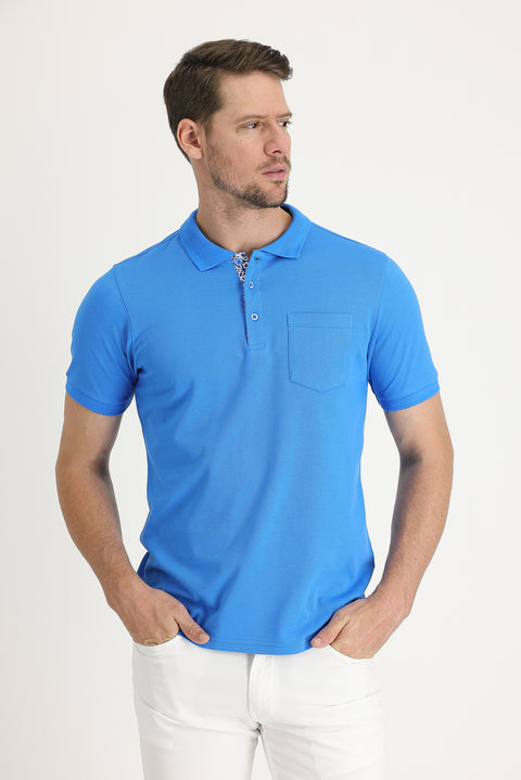 Mavi Polo Yaka Slim Fit Dar Kesim Pamuk Tişört