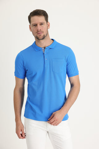  Mavi Polo Yaka Slim Fit Dar Kesim Pamuk Tişört