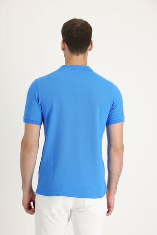  Mavi Polo Yaka Slim Fit Dar Kesim Pamuk Tişört