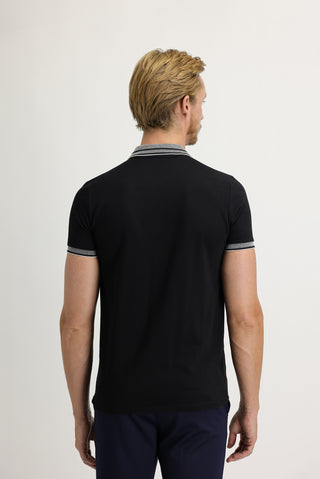  Orta Lacivert Polo Yaka Slim Fit Dar Kesim Pamuk Tişört