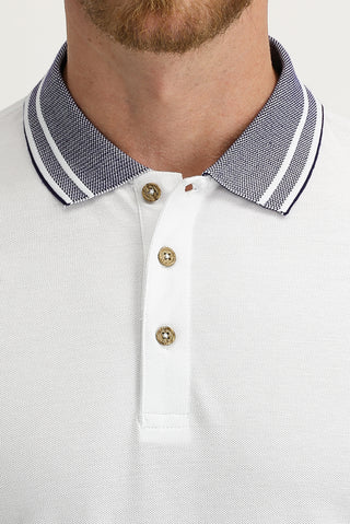  Beyaz Polo Yaka Slim Fit Dar Kesim Pamuk Tişört