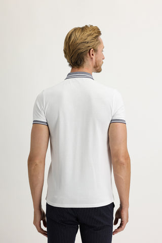  Beyaz Polo Yaka Slim Fit Dar Kesim Pamuk Tişört