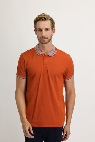  Kiremit Polo Yaka Slim Fit Dar Kesim Pamuk Tişört